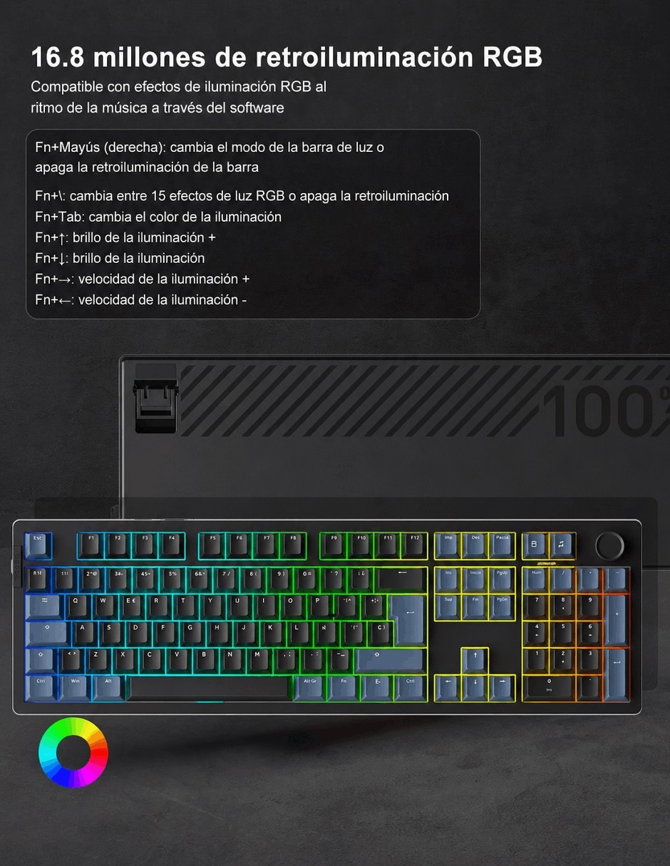 Bluetooth ASERTY español con interruptor Híbrido DAREU EK106 PRO